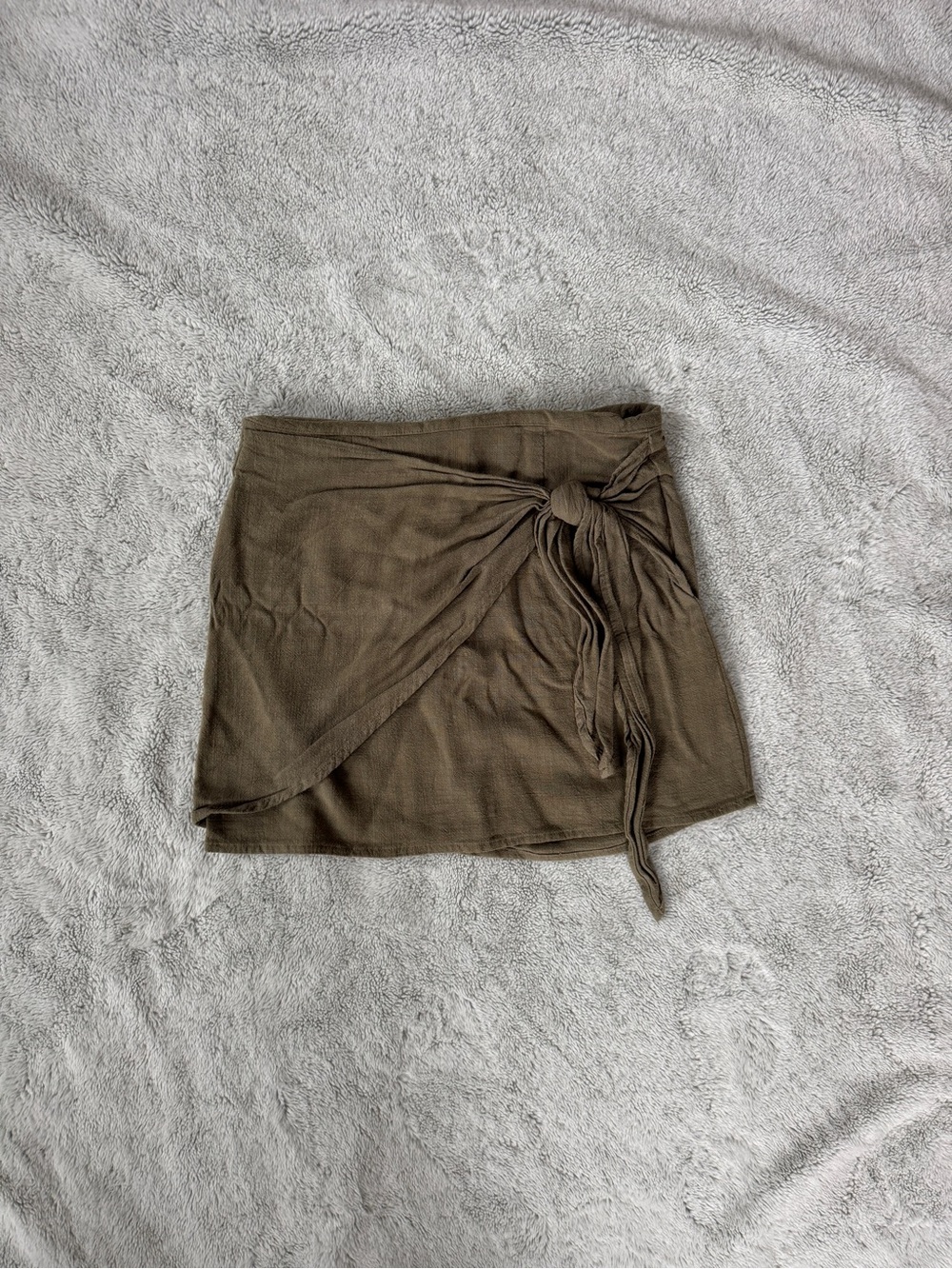 Alya Olive Green Wrap-Style Mini Skirt with Side Tie